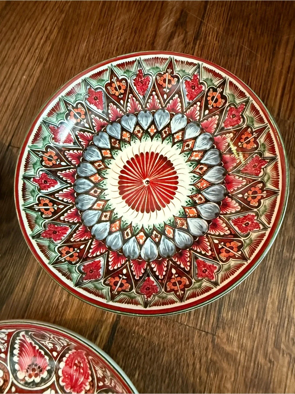Pottery Barn Mezze 6.25” Bowls Set of 3 Red Paisley Geometric Mediterranean